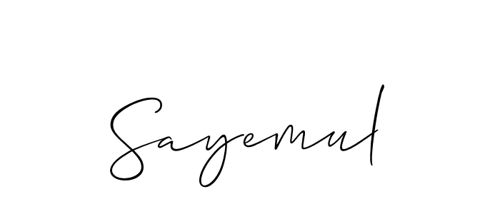 Create a beautiful signature design for name Sayemul. With this signature (Allison_Script) fonts, you can make a handwritten signature for free. Sayemul signature style 2 images and pictures png
