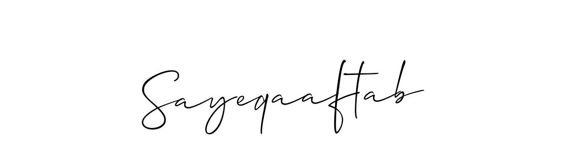 Make a beautiful signature design for name Sayeqaaftab. With this signature (Allison_Script) style, you can create a handwritten signature for free. Sayeqaaftab signature style 2 images and pictures png