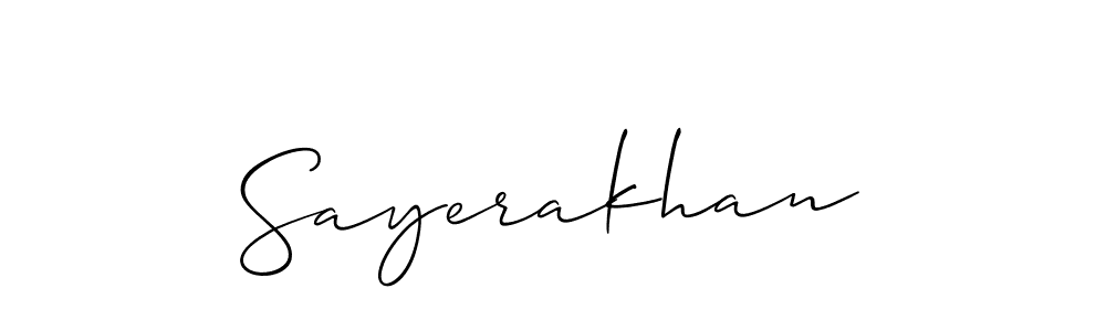 Design your own signature with our free online signature maker. With this signature software, you can create a handwritten (Allison_Script) signature for name Sayerakhan. Sayerakhan signature style 2 images and pictures png