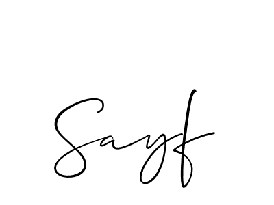 It looks lik you need a new signature style for name Sayf. Design unique handwritten (Allison_Script) signature with our free signature maker in just a few clicks. Sayf signature style 2 images and pictures png