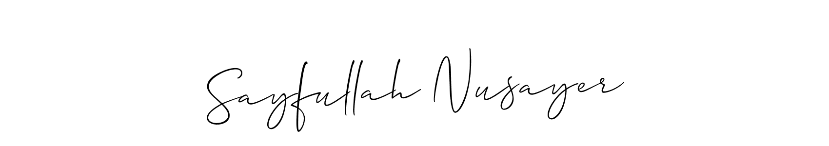 This is the best signature style for the Sayfullah Nusayer name. Also you like these signature font (Allison_Script). Mix name signature. Sayfullah Nusayer signature style 2 images and pictures png