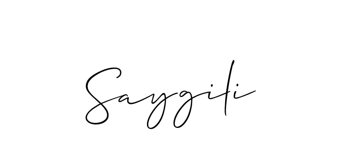 Make a beautiful signature design for name Saygili. With this signature (Allison_Script) style, you can create a handwritten signature for free. Saygili signature style 2 images and pictures png