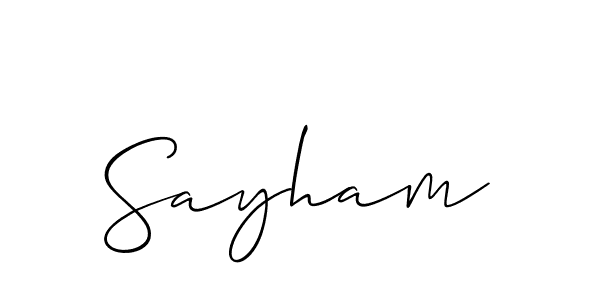 Make a beautiful signature design for name Sayham. With this signature (Allison_Script) style, you can create a handwritten signature for free. Sayham signature style 2 images and pictures png