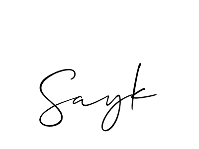 Make a beautiful signature design for name Sayk. With this signature (Allison_Script) style, you can create a handwritten signature for free. Sayk signature style 2 images and pictures png