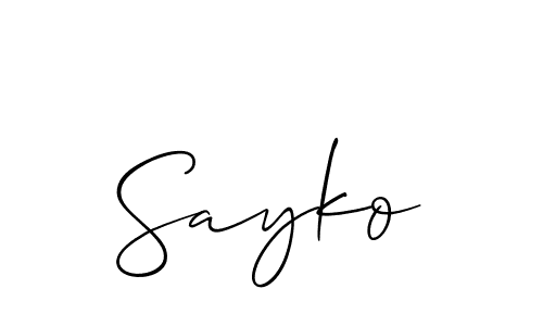 Use a signature maker to create a handwritten signature online. With this signature software, you can design (Allison_Script) your own signature for name Sayko. Sayko signature style 2 images and pictures png