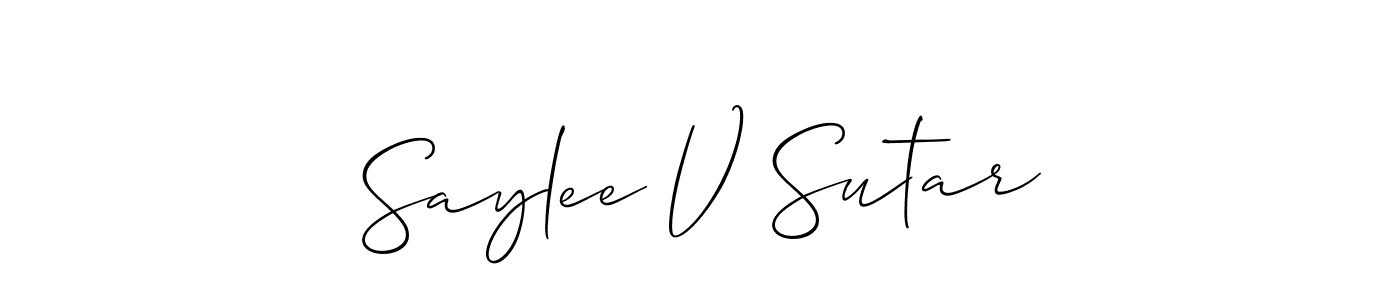You should practise on your own different ways (Allison_Script) to write your name (Saylee V Sutar) in signature. don't let someone else do it for you. Saylee V Sutar signature style 2 images and pictures png