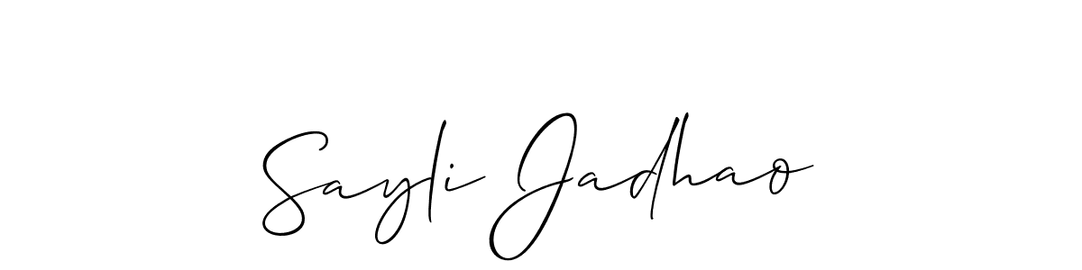 You should practise on your own different ways (Allison_Script) to write your name (Sayli Jadhao) in signature. don't let someone else do it for you. Sayli Jadhao signature style 2 images and pictures png