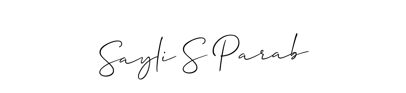 You should practise on your own different ways (Allison_Script) to write your name (Sayli S Parab) in signature. don't let someone else do it for you. Sayli S Parab signature style 2 images and pictures png