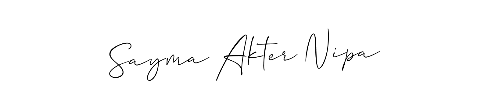 if you are searching for the best signature style for your name Sayma Akter Nipa. so please give up your signature search. here we have designed multiple signature styles  using Allison_Script. Sayma Akter Nipa signature style 2 images and pictures png