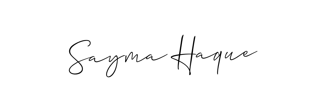 Also You can easily find your signature by using the search form. We will create Sayma Haque name handwritten signature images for you free of cost using Allison_Script sign style. Sayma Haque signature style 2 images and pictures png