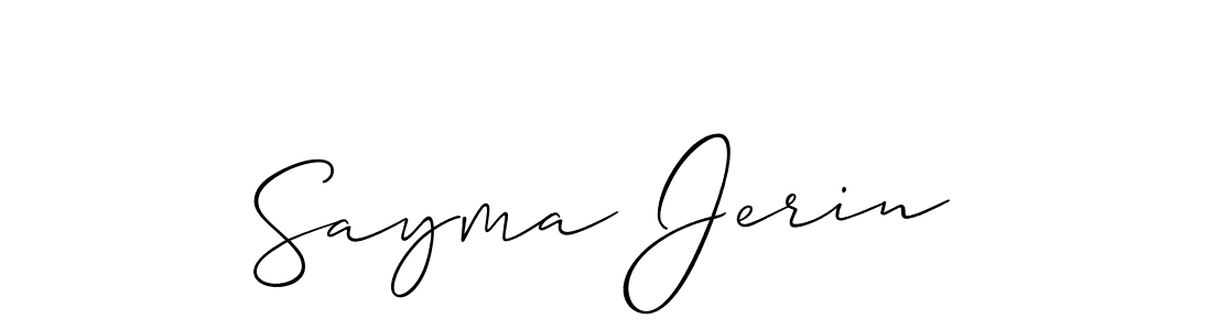 The best way (Allison_Script) to make a short signature is to pick only two or three words in your name. The name Sayma Jerin include a total of six letters. For converting this name. Sayma Jerin signature style 2 images and pictures png