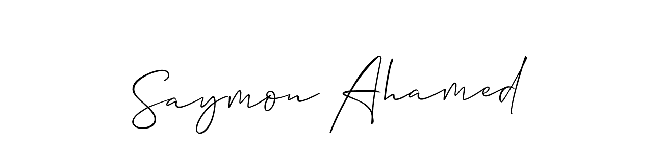 Saymon Ahamed stylish signature style. Best Handwritten Sign (Allison_Script) for my name. Handwritten Signature Collection Ideas for my name Saymon Ahamed. Saymon Ahamed signature style 2 images and pictures png