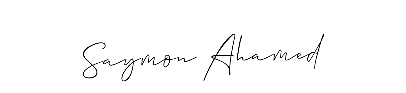 Make a beautiful signature design for name Saymon Ahamed. With this signature (Allison_Script) style, you can create a handwritten signature for free. Saymon Ahamed signature style 2 images and pictures png