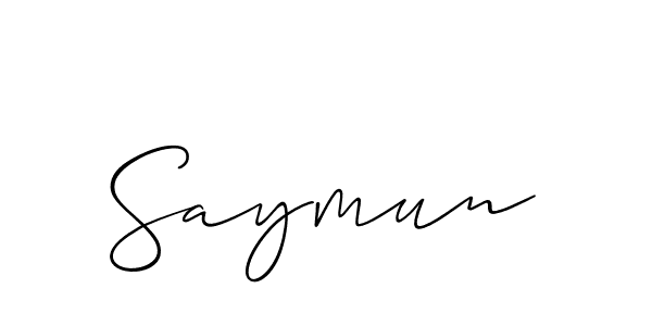 The best way (Allison_Script) to make a short signature is to pick only two or three words in your name. The name Saymun include a total of six letters. For converting this name. Saymun signature style 2 images and pictures png