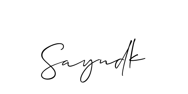 Make a beautiful signature design for name Sayndk. With this signature (Allison_Script) style, you can create a handwritten signature for free. Sayndk signature style 2 images and pictures png