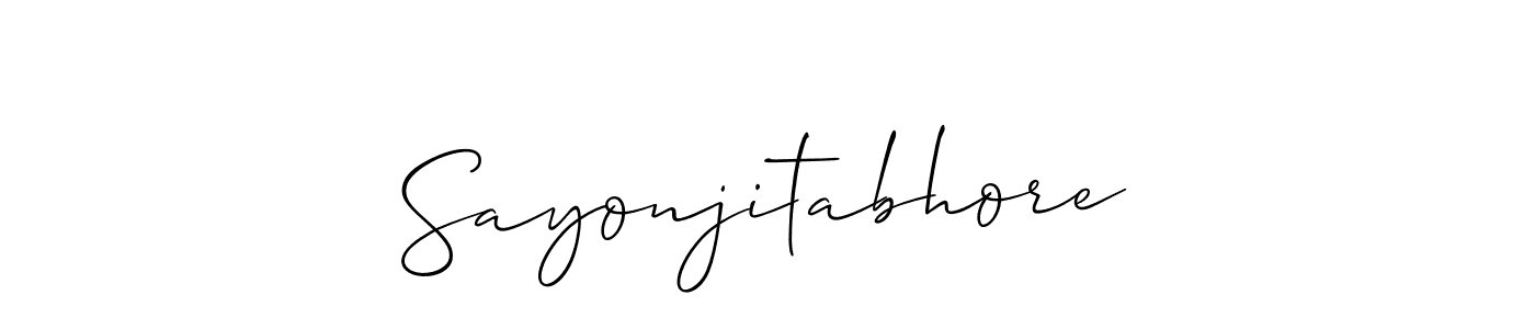 How to make Sayonjitabhore signature? Allison_Script is a professional autograph style. Create handwritten signature for Sayonjitabhore name. Sayonjitabhore signature style 2 images and pictures png