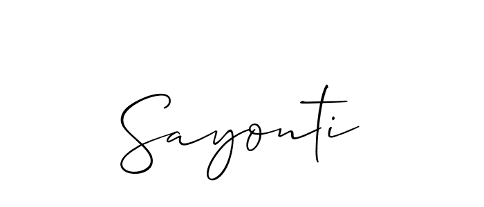 Allison_Script is a professional signature style that is perfect for those who want to add a touch of class to their signature. It is also a great choice for those who want to make their signature more unique. Get Sayonti name to fancy signature for free. Sayonti signature style 2 images and pictures png