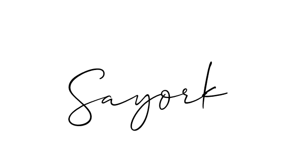 The best way (Allison_Script) to make a short signature is to pick only two or three words in your name. The name Sayork include a total of six letters. For converting this name. Sayork signature style 2 images and pictures png