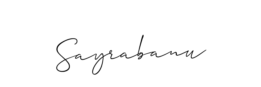 The best way (Allison_Script) to make a short signature is to pick only two or three words in your name. The name Sayrabanu include a total of six letters. For converting this name. Sayrabanu signature style 2 images and pictures png