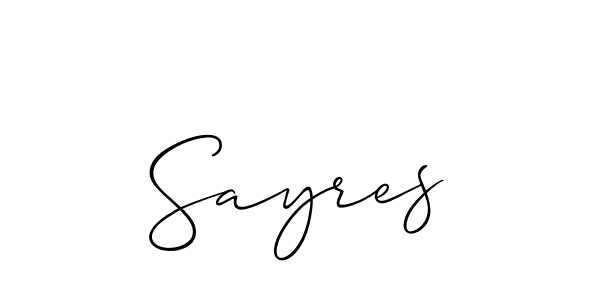 Use a signature maker to create a handwritten signature online. With this signature software, you can design (Allison_Script) your own signature for name Sayres. Sayres signature style 2 images and pictures png