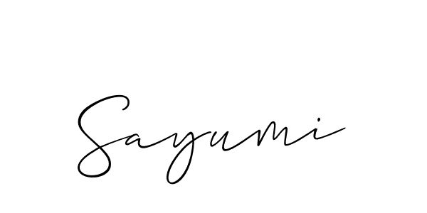 Create a beautiful signature design for name Sayumi. With this signature (Allison_Script) fonts, you can make a handwritten signature for free. Sayumi signature style 2 images and pictures png