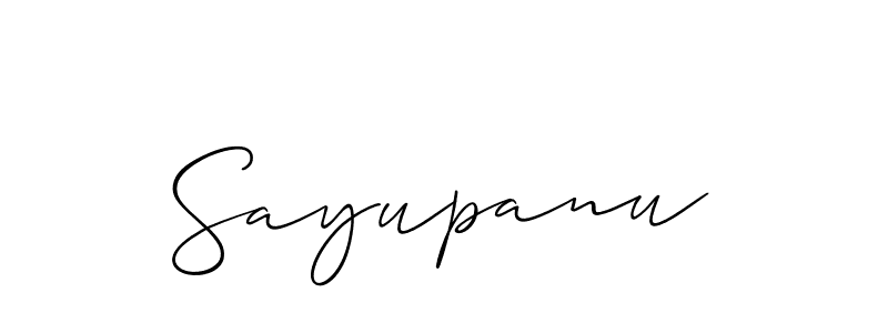 Create a beautiful signature design for name Sayupanu. With this signature (Allison_Script) fonts, you can make a handwritten signature for free. Sayupanu signature style 2 images and pictures png