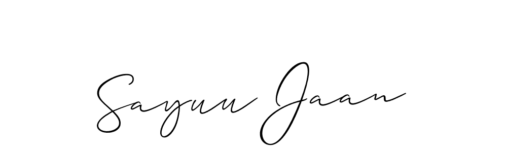 Allison_Script is a professional signature style that is perfect for those who want to add a touch of class to their signature. It is also a great choice for those who want to make their signature more unique. Get Sayuu Jaan name to fancy signature for free. Sayuu Jaan signature style 2 images and pictures png