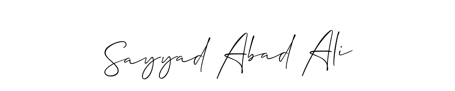 Also You can easily find your signature by using the search form. We will create Sayyad Abad Ali name handwritten signature images for you free of cost using Allison_Script sign style. Sayyad Abad Ali signature style 2 images and pictures png