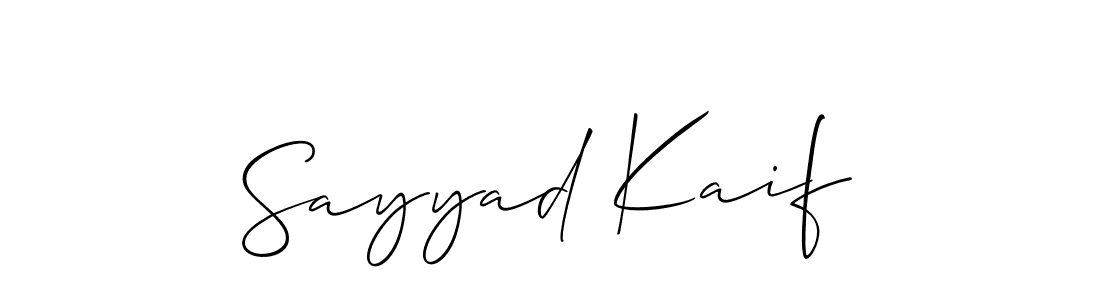 The best way (Allison_Script) to make a short signature is to pick only two or three words in your name. The name Sayyad Kaif include a total of six letters. For converting this name. Sayyad Kaif signature style 2 images and pictures png