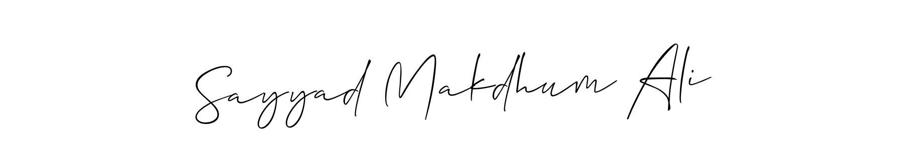 The best way (Allison_Script) to make a short signature is to pick only two or three words in your name. The name Sayyad Makdhum Ali include a total of six letters. For converting this name. Sayyad Makdhum Ali signature style 2 images and pictures png