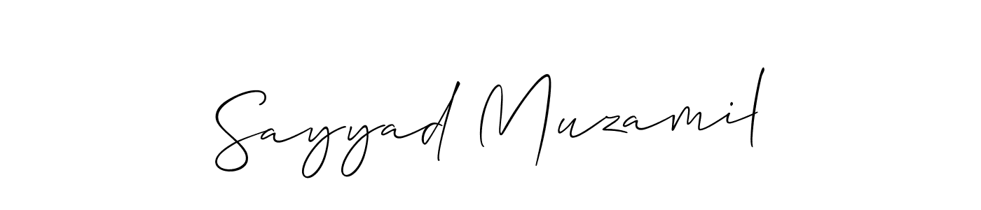 How to make Sayyad Muzamil name signature. Use Allison_Script style for creating short signs online. This is the latest handwritten sign. Sayyad Muzamil signature style 2 images and pictures png