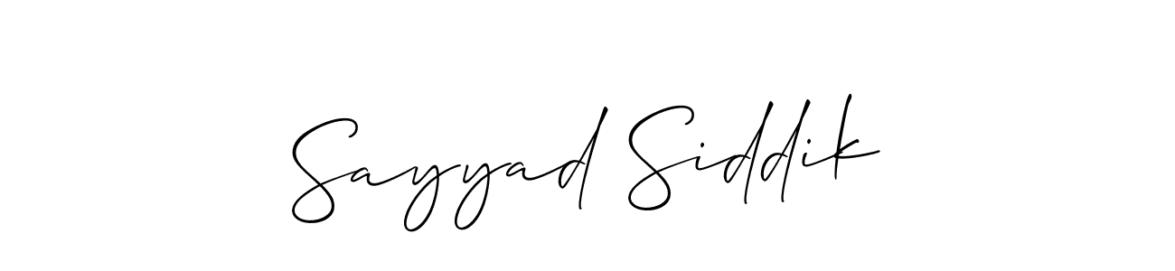 Also You can easily find your signature by using the search form. We will create Sayyad Siddik name handwritten signature images for you free of cost using Allison_Script sign style. Sayyad Siddik signature style 2 images and pictures png