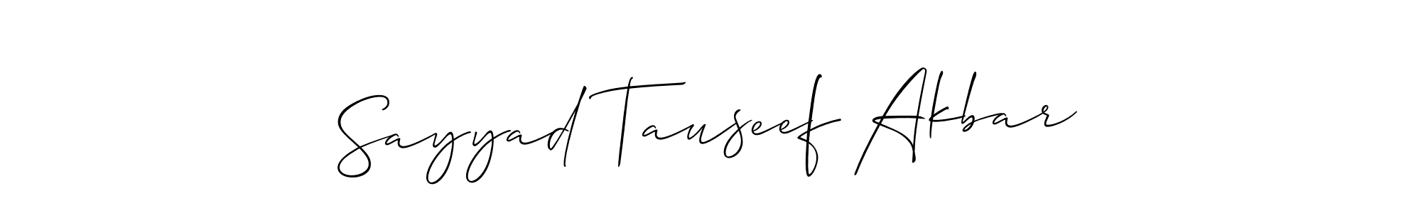 Use a signature maker to create a handwritten signature online. With this signature software, you can design (Allison_Script) your own signature for name Sayyad Tauseef Akbar. Sayyad Tauseef Akbar signature style 2 images and pictures png