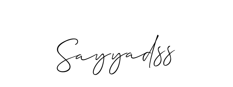 Make a beautiful signature design for name Sayyadss. With this signature (Allison_Script) style, you can create a handwritten signature for free. Sayyadss signature style 2 images and pictures png