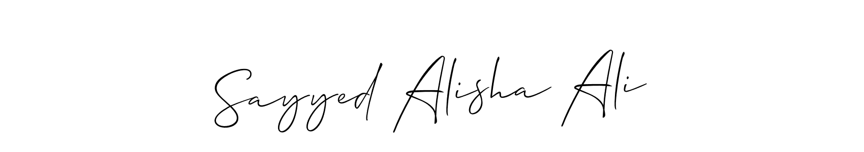 Similarly Allison_Script is the best handwritten signature design. Signature creator online .You can use it as an online autograph creator for name Sayyed Alisha Ali. Sayyed Alisha Ali signature style 2 images and pictures png