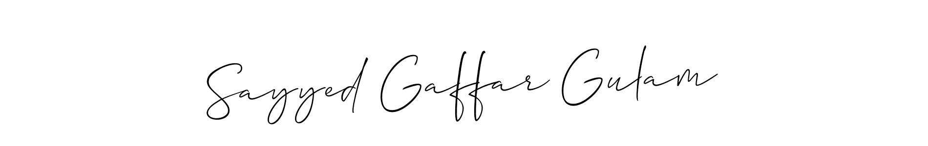 Allison_Script is a professional signature style that is perfect for those who want to add a touch of class to their signature. It is also a great choice for those who want to make their signature more unique. Get Sayyed Gaffar Gulam name to fancy signature for free. Sayyed Gaffar Gulam signature style 2 images and pictures png