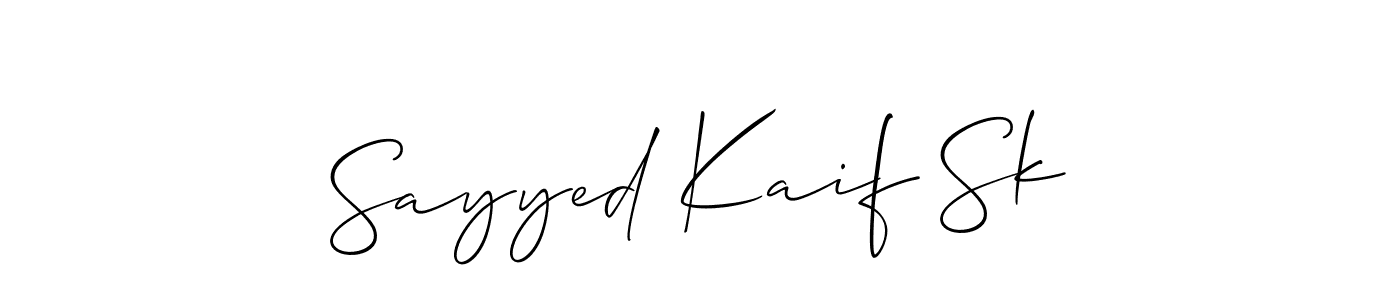 How to make Sayyed Kaif Sk name signature. Use Allison_Script style for creating short signs online. This is the latest handwritten sign. Sayyed Kaif Sk signature style 2 images and pictures png
