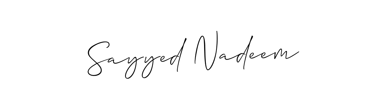 It looks lik you need a new signature style for name Sayyed Nadeem. Design unique handwritten (Allison_Script) signature with our free signature maker in just a few clicks. Sayyed Nadeem signature style 2 images and pictures png