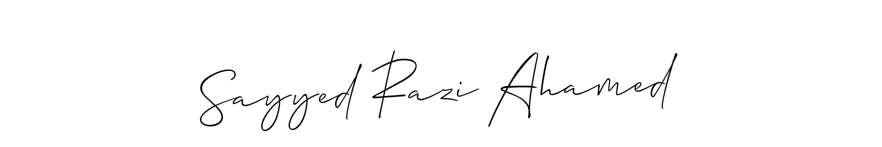 Use a signature maker to create a handwritten signature online. With this signature software, you can design (Allison_Script) your own signature for name Sayyed Razi Ahamed. Sayyed Razi Ahamed signature style 2 images and pictures png