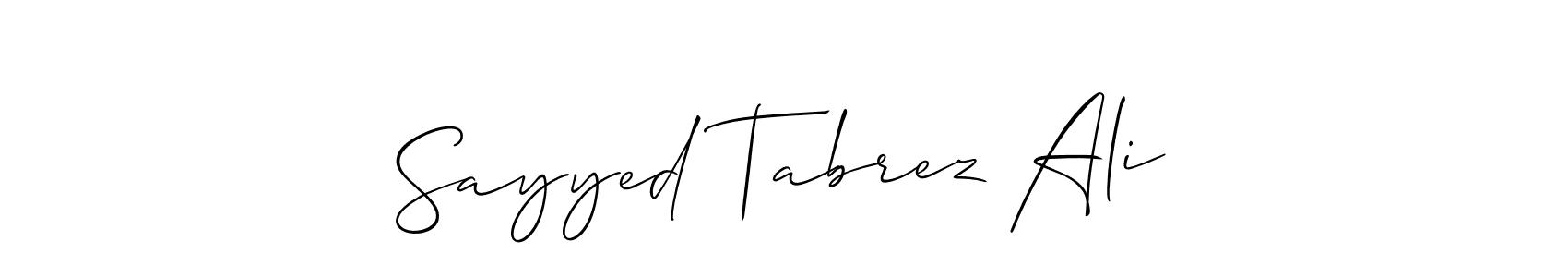 Check out images of Autograph of Sayyed Tabrez Ali name. Actor Sayyed Tabrez Ali Signature Style. Allison_Script is a professional sign style online. Sayyed Tabrez Ali signature style 2 images and pictures png