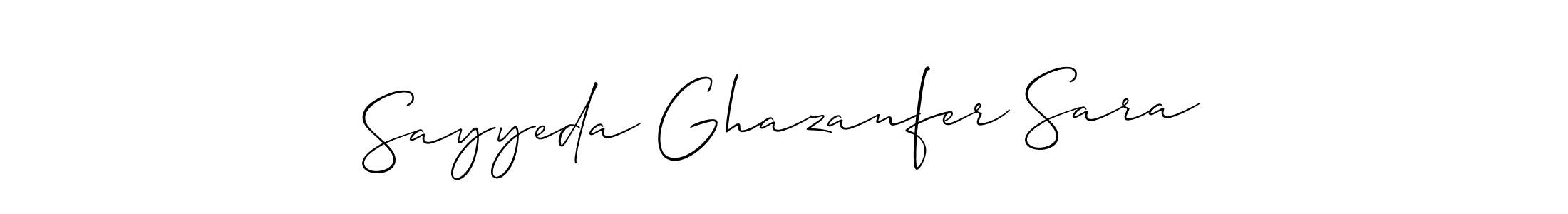 The best way (Allison_Script) to make a short signature is to pick only two or three words in your name. The name Sayyeda Ghazanfer Sara include a total of six letters. For converting this name. Sayyeda Ghazanfer Sara signature style 2 images and pictures png