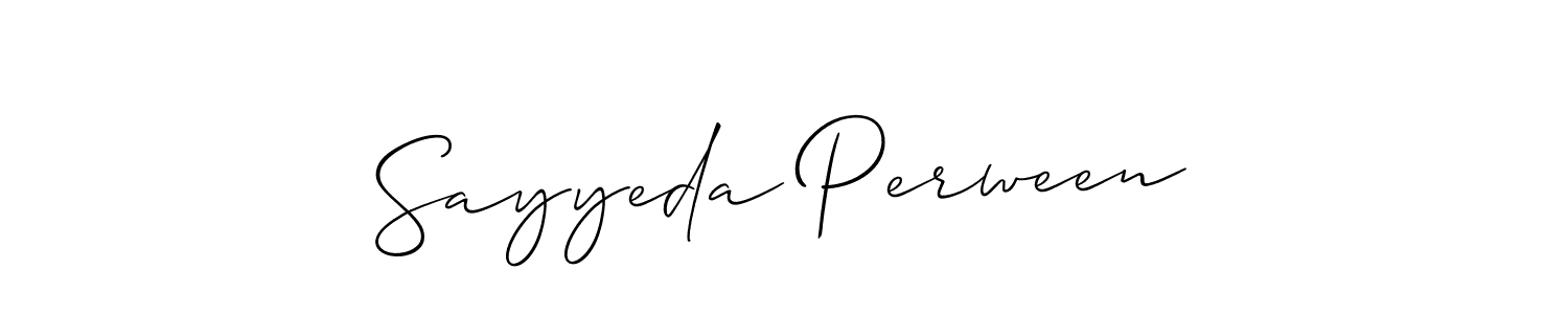 It looks lik you need a new signature style for name Sayyeda Perween. Design unique handwritten (Allison_Script) signature with our free signature maker in just a few clicks. Sayyeda Perween signature style 2 images and pictures png