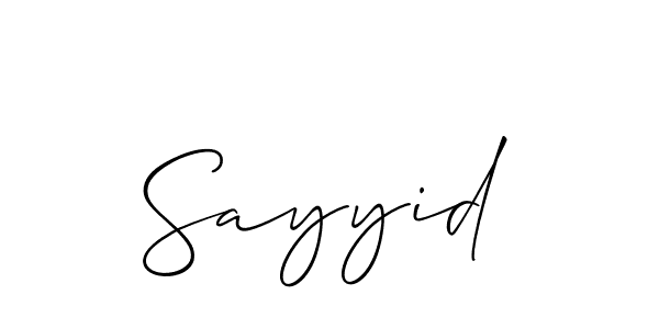 Use a signature maker to create a handwritten signature online. With this signature software, you can design (Allison_Script) your own signature for name Sayyid. Sayyid signature style 2 images and pictures png