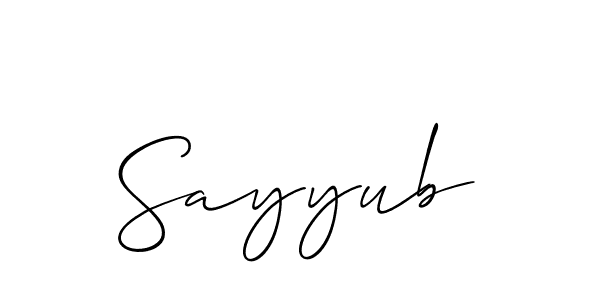 It looks lik you need a new signature style for name Sayyub. Design unique handwritten (Allison_Script) signature with our free signature maker in just a few clicks. Sayyub signature style 2 images and pictures png