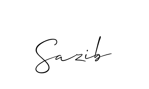 Make a beautiful signature design for name Sazib. With this signature (Allison_Script) style, you can create a handwritten signature for free. Sazib signature style 2 images and pictures png