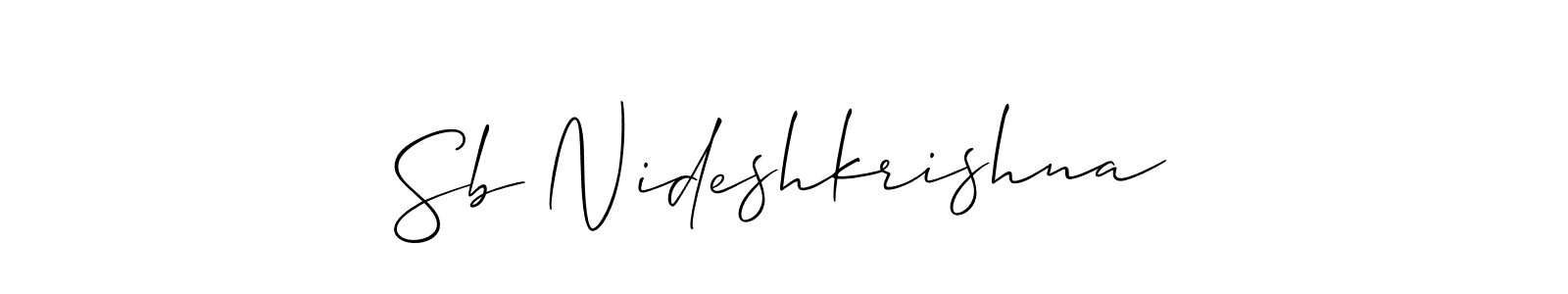 Create a beautiful signature design for name Sb Nideshkrishna. With this signature (Allison_Script) fonts, you can make a handwritten signature for free. Sb Nideshkrishna signature style 2 images and pictures png