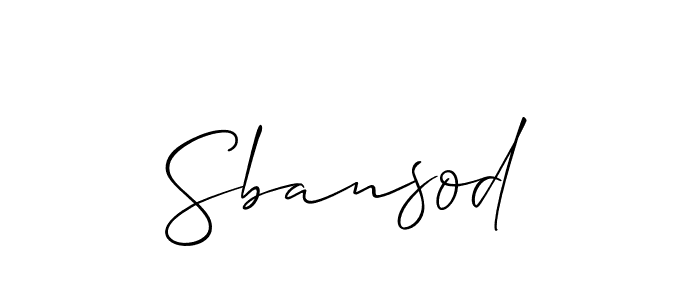 The best way (Allison_Script) to make a short signature is to pick only two or three words in your name. The name Sbansod include a total of six letters. For converting this name. Sbansod signature style 2 images and pictures png