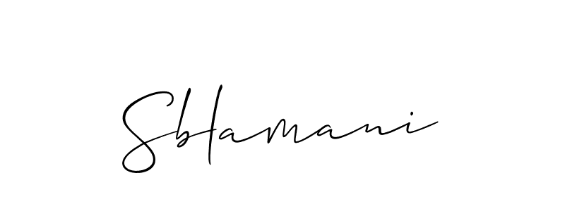 The best way (Allison_Script) to make a short signature is to pick only two or three words in your name. The name Sblamani include a total of six letters. For converting this name. Sblamani signature style 2 images and pictures png