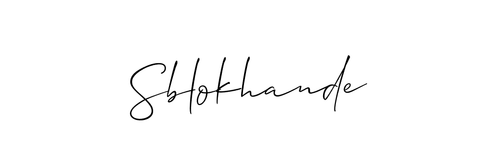 Use a signature maker to create a handwritten signature online. With this signature software, you can design (Allison_Script) your own signature for name Sblokhande. Sblokhande signature style 2 images and pictures png