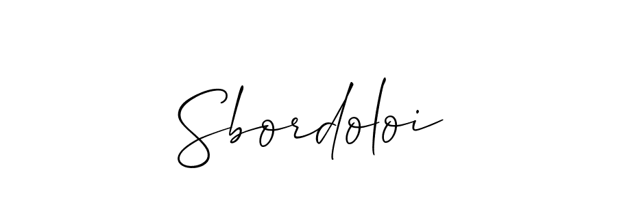 How to make Sbordoloi signature? Allison_Script is a professional autograph style. Create handwritten signature for Sbordoloi name. Sbordoloi signature style 2 images and pictures png